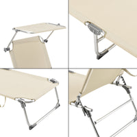 Lettino Prendisole Pieghevole Legorreta con Tettuccio Parasole e Schienale Reclinabile - Beige [en.casa]