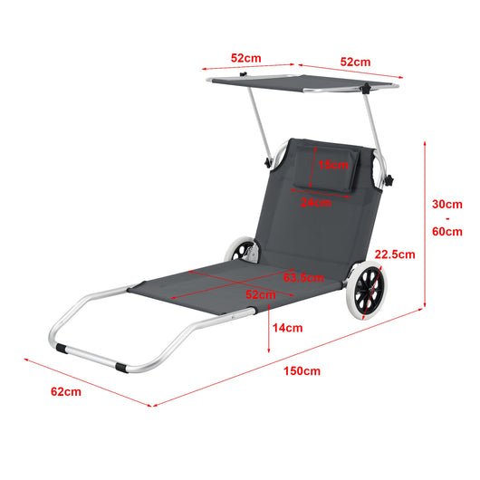 Lettino prendisole su ruote lazkano alluminio poliestere argento opaco grigio scuro 03_0006421