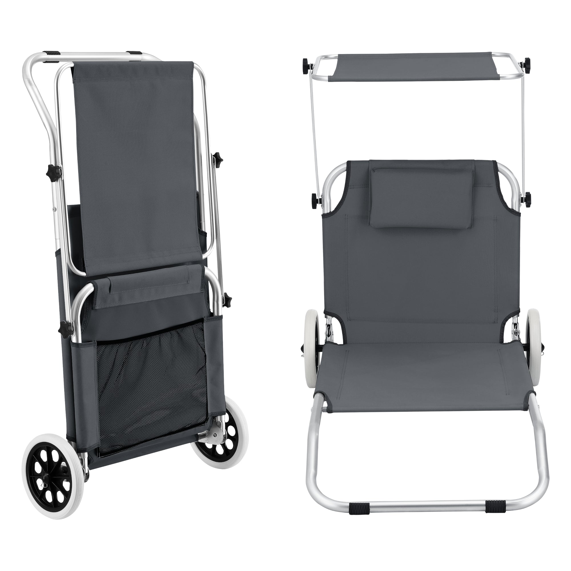 Lettino prendisole su ruote lazkano alluminio poliestere argento opaco grigio scuro 03_0006421