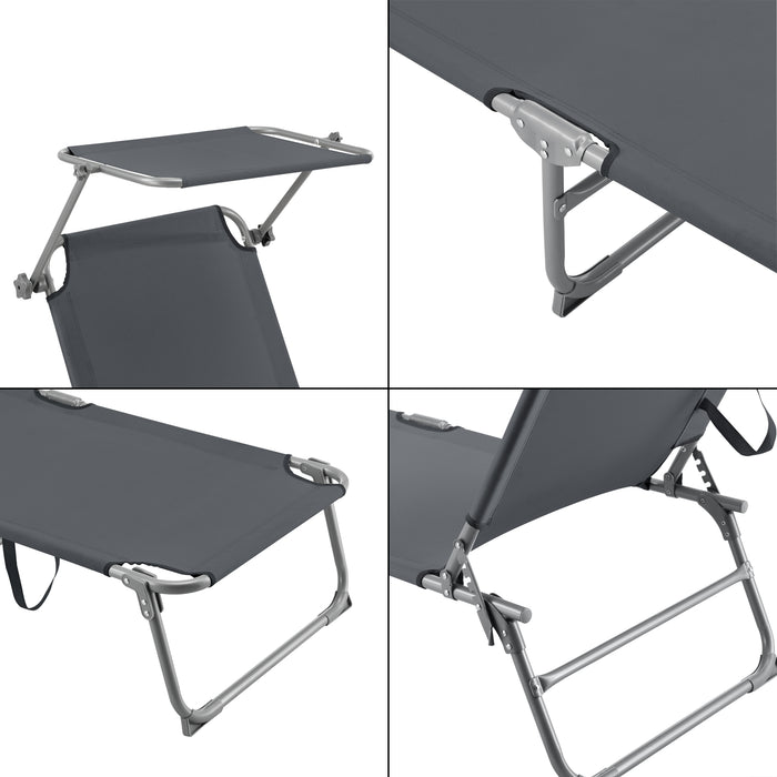 Lettino Prendisole Getaria con Tettuccio Parasole Sdraio Portatile - Grigio Scuro [en.casa]