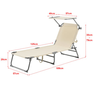 Lettino prendisole con parasole in acciaio poliestere argento opaco beige 03_0006410