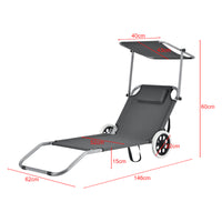 Set Falun 2 Lettini Prendisole Pieghevoli Sdraio con Ruote - Grigio Scuro casa.pro