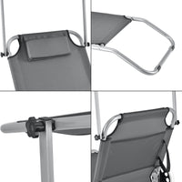 Set Falun 2 Lettini Prendisole Pieghevoli Sdraio con Ruote - Grigio Scuro casa.pro