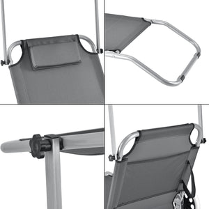 Set Falun 2 Lettini Prendisole Pieghevoli Sdraio con Ruote - Grigio Scuro casa.pro