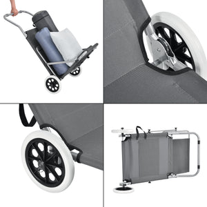 Set Falun 2 Lettini Prendisole Pieghevoli Sdraio con Ruote - Grigio Scuro casa.pro