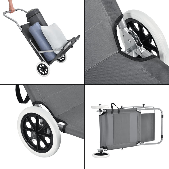 Set Falun 2 Lettini Prendisole Pieghevoli Sdraio con Ruote - Grigio Scuro casa.pro