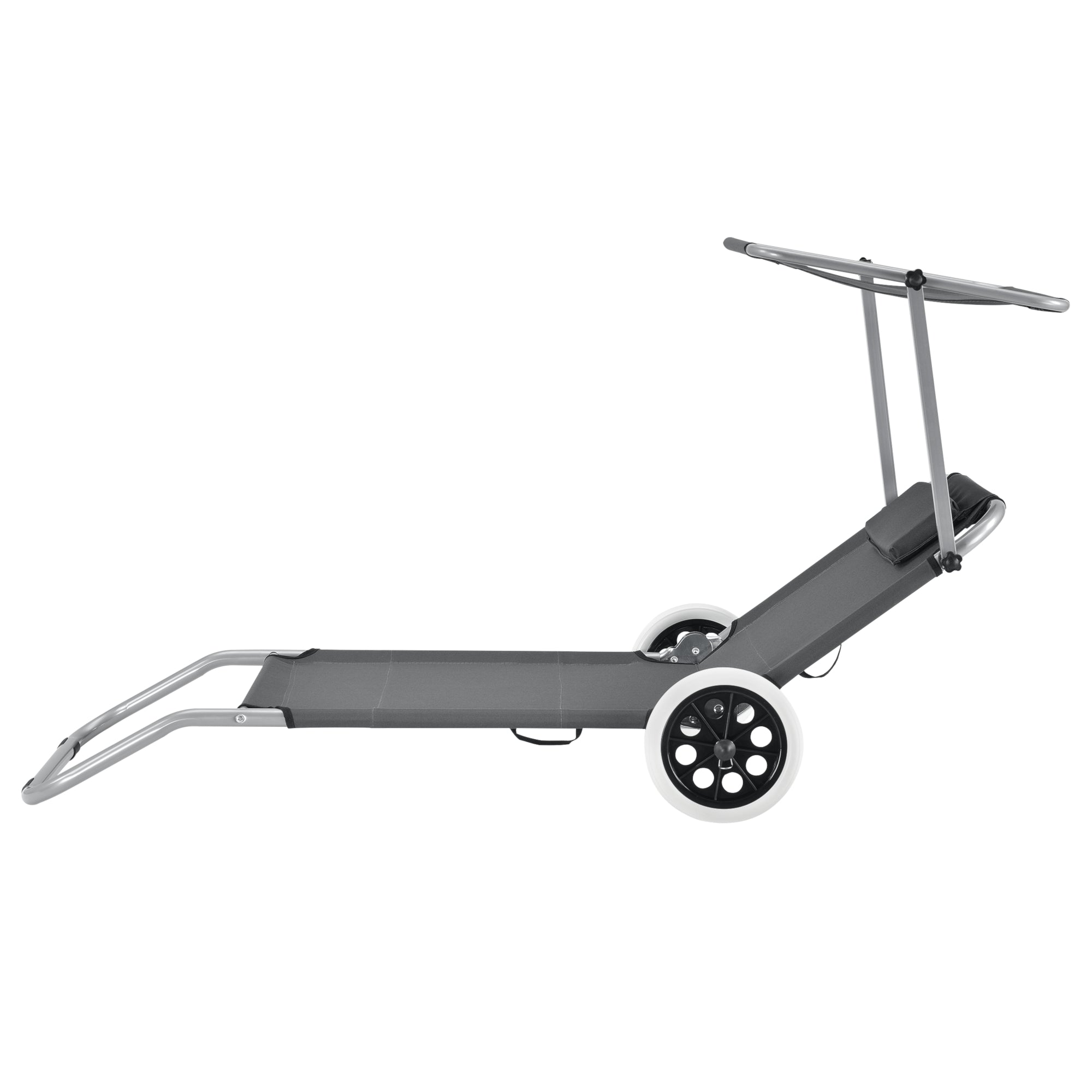 Set Falun 2 Lettini Prendisole Pieghevoli Sdraio con Ruote - Grigio Scuro casa.pro