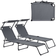 Set di due sdraio pieghevoli con tetto parasole relax in acciaio 190 cm grigio scuro 03_0004512