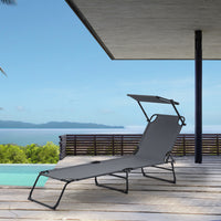 Set di 2 Lettini Prendisole Lomeda con Tettuccio Parasole e Schienale Reclinabile - Grigio Scuro casa.pro