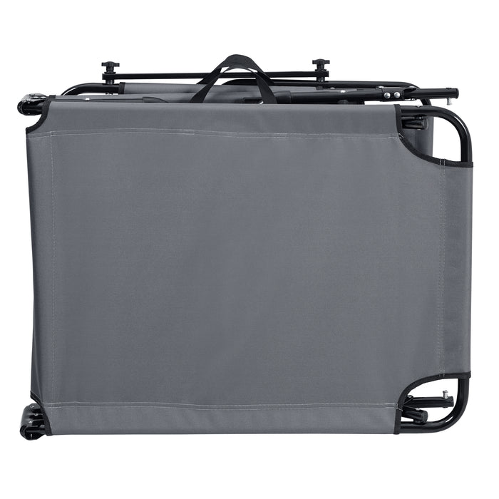 Set di 2 Lettini Prendisole Lomeda con Tettuccio Parasole e Schienale Reclinabile - Grigio Scuro casa.pro