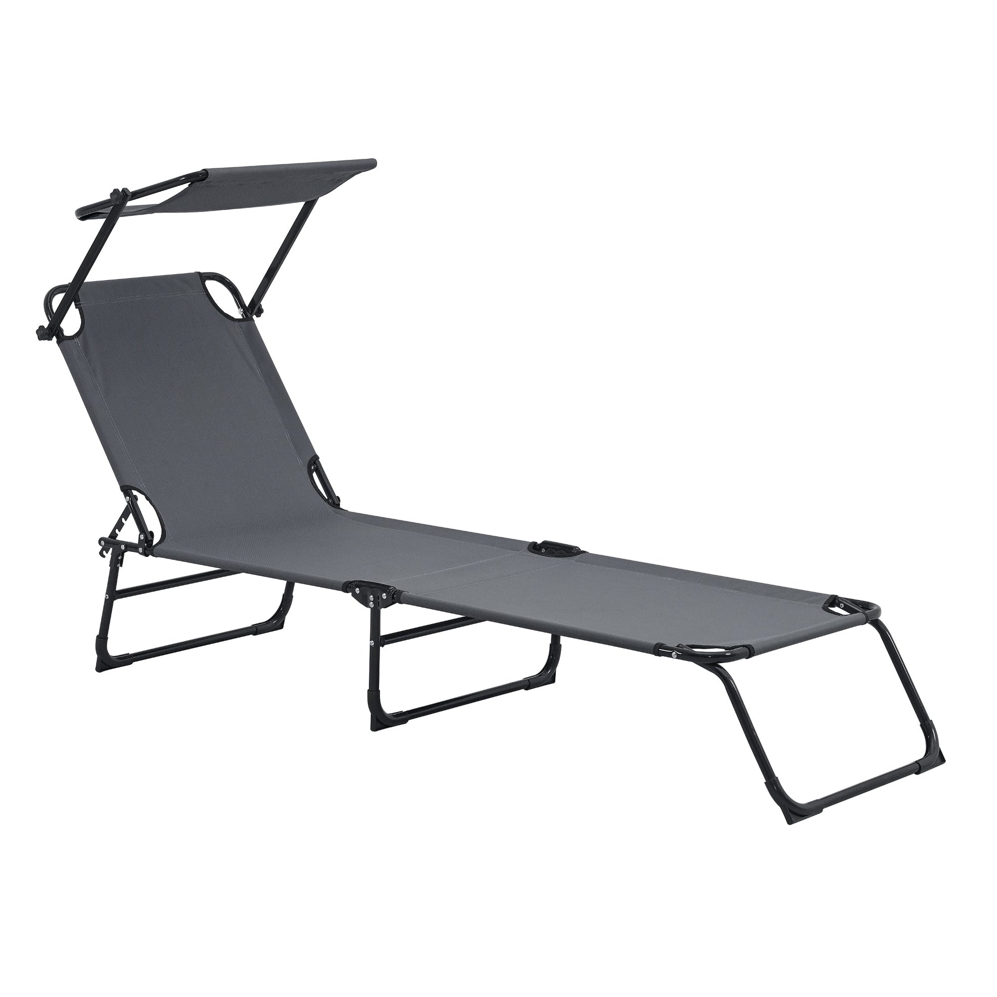 Set di due sdraio pieghevoli con tetto parasole relax in acciaio 190 cm grigio scuro 03_0004512