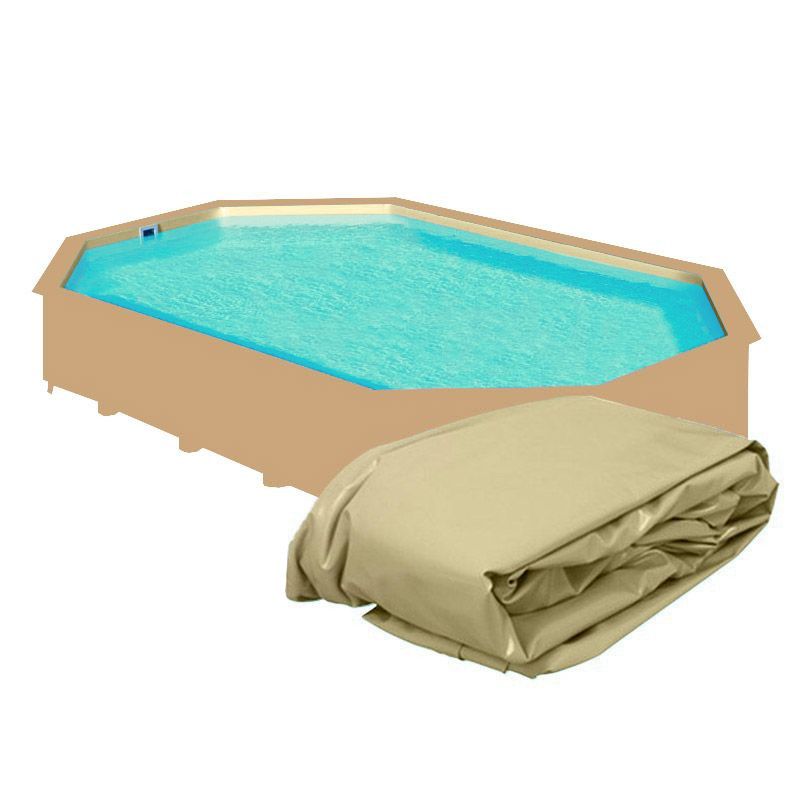 Liner Per Piscina In Legno Ecowood Ottagonale Allungata - 8,50 X 4,50 X H.1.45 M Sabbia - Spessore 0,75 Mm