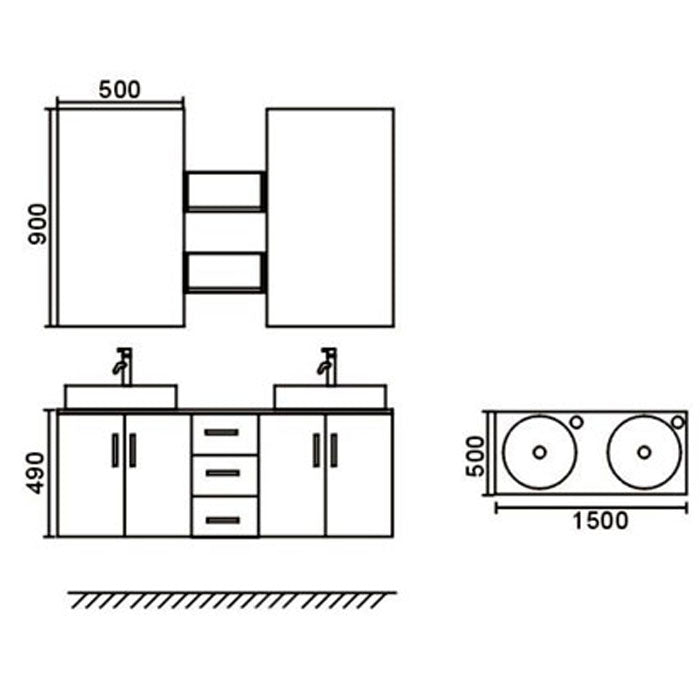 Mobile Bagno Bianco 150 cm Lavabo Incluso – White Lion