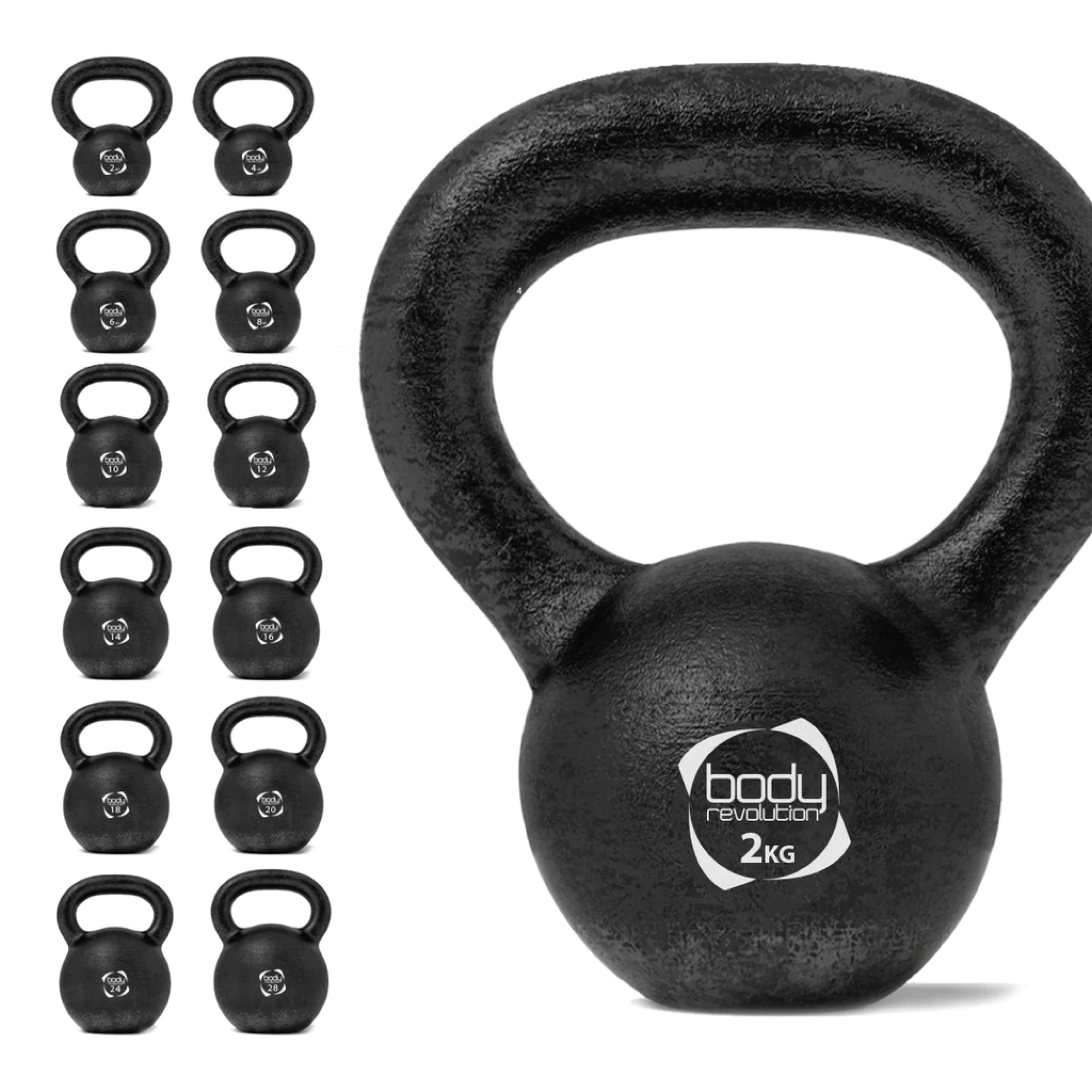 Kettlebell 2 kg ghisa con maniglia ampia e base stabile