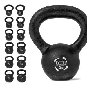 Kettlebell 2 kg ghisa con maniglia ampia e base stabile
