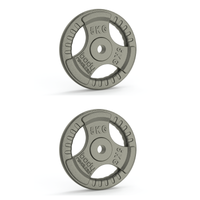 2 dischi da 5kg tri-grip cromati. Per bilancieri da 25mm.