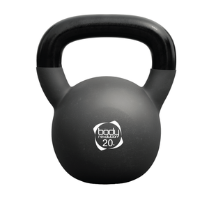 Kettlebell nero 20 kg con impugnatura ergonomica e base piatta