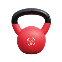 Kettlebell da 10kg in ghisa rossa con rivestimento in neoprene e base piatta