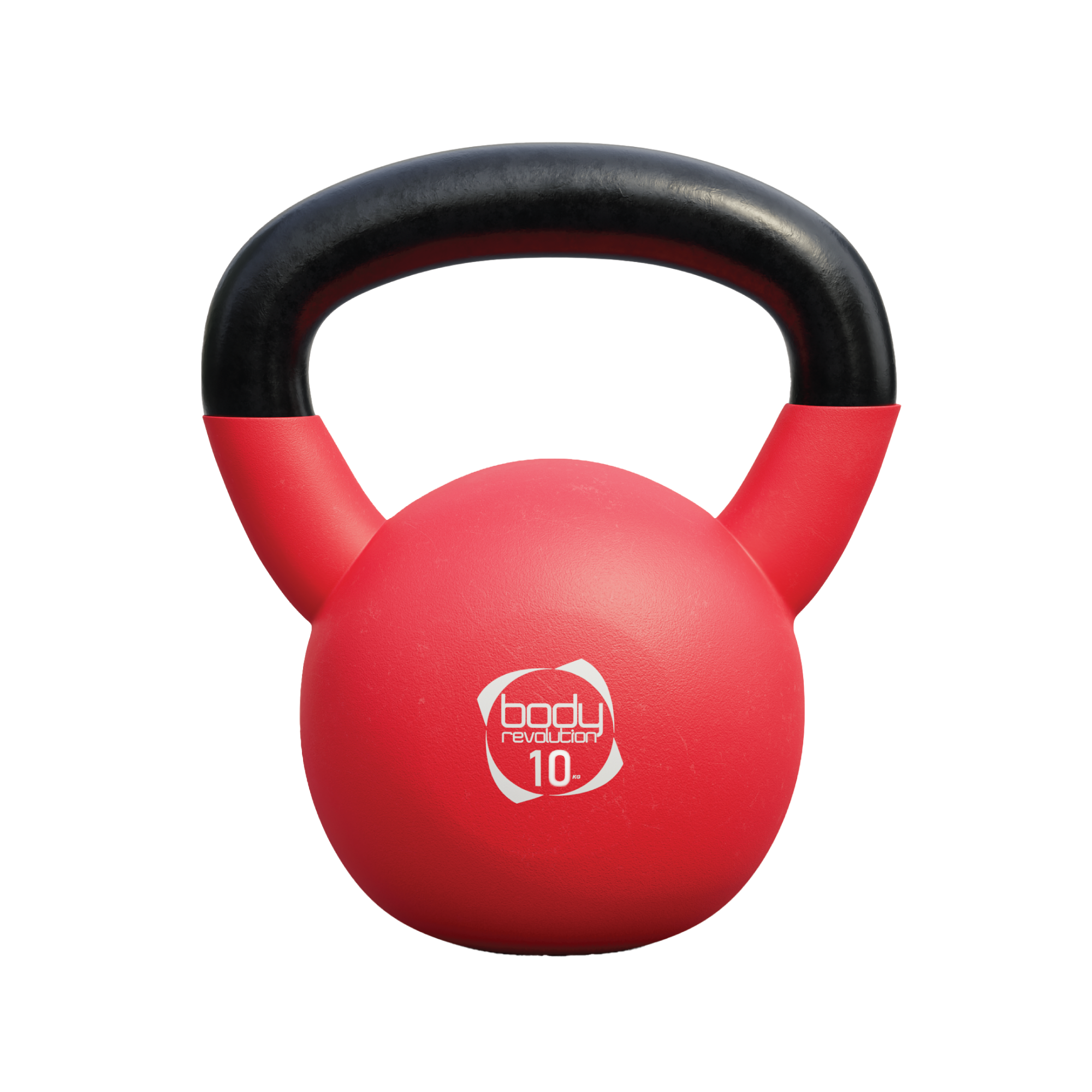 Kettlebell da 10kg in ghisa rossa con rivestimento in neoprene e base piatta