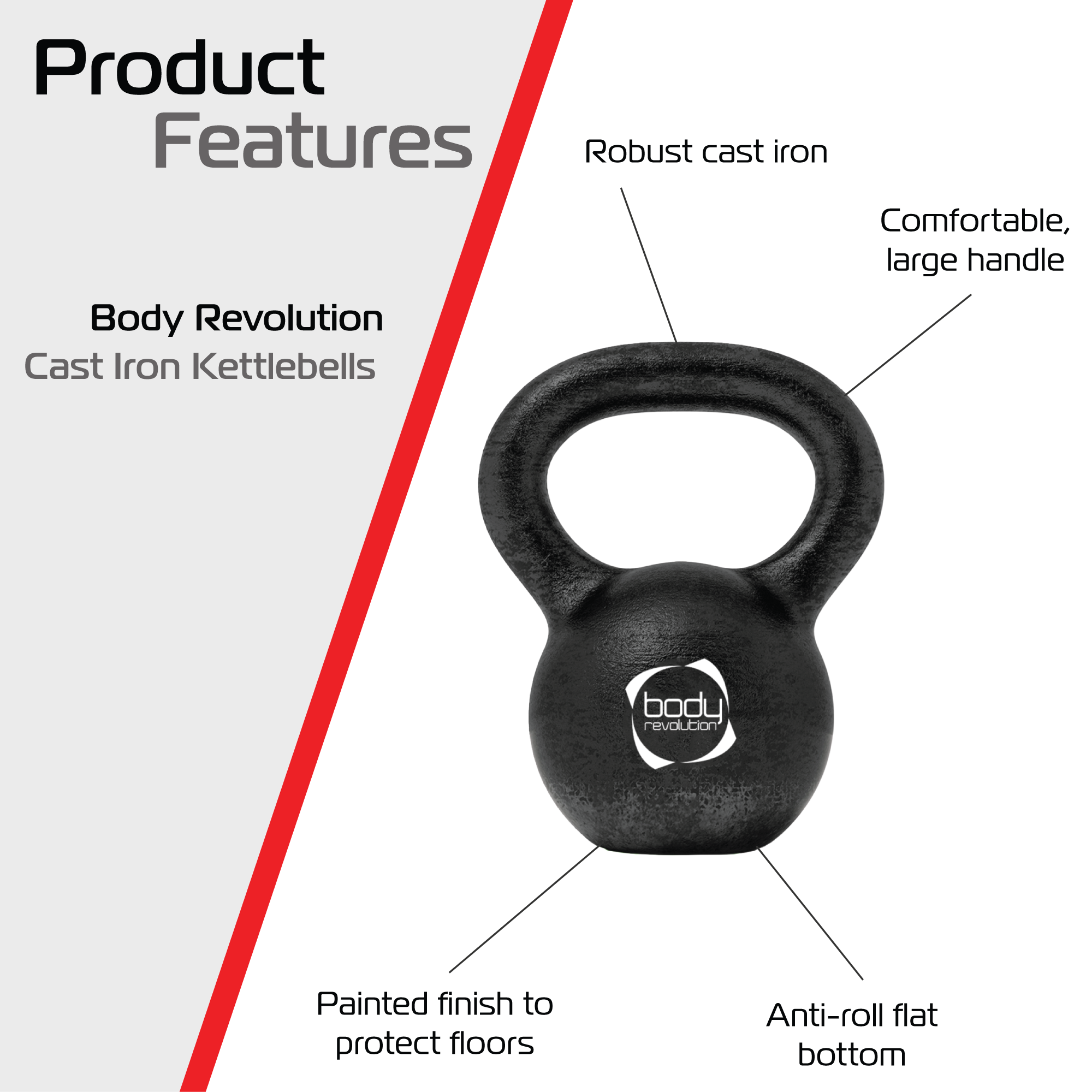 Kettlebell 12kg Body Revolution – Peso in ghisa per allenamento