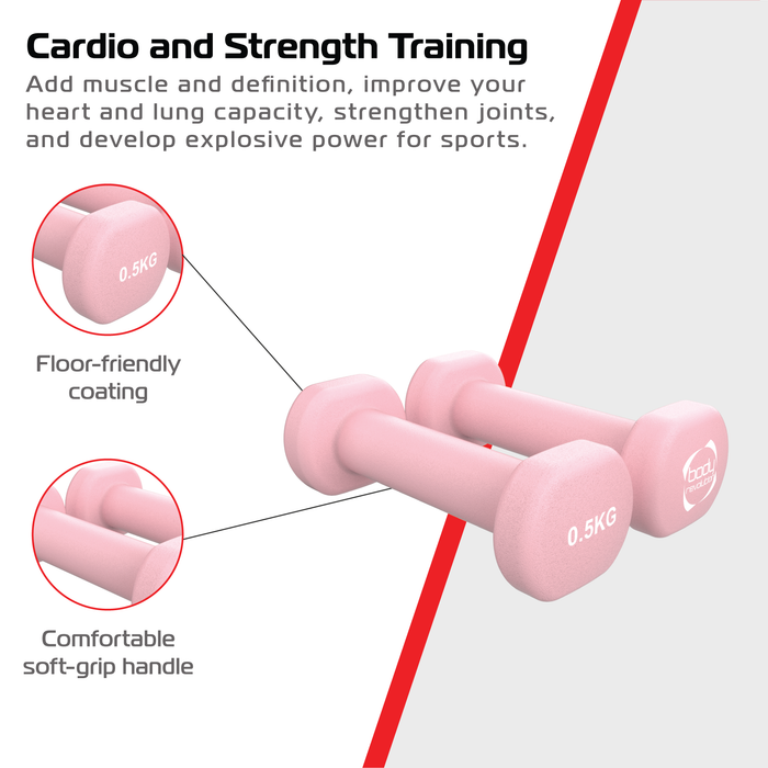 2 Manubri Neoprene 0,5 kg – Esagonali Antiribaltamento, Antiscivolo