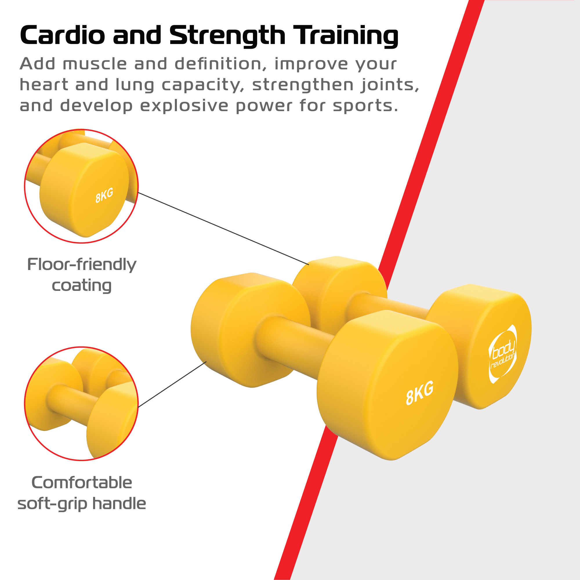 Manubri neoprene 2 x 8 kg antiscivolo