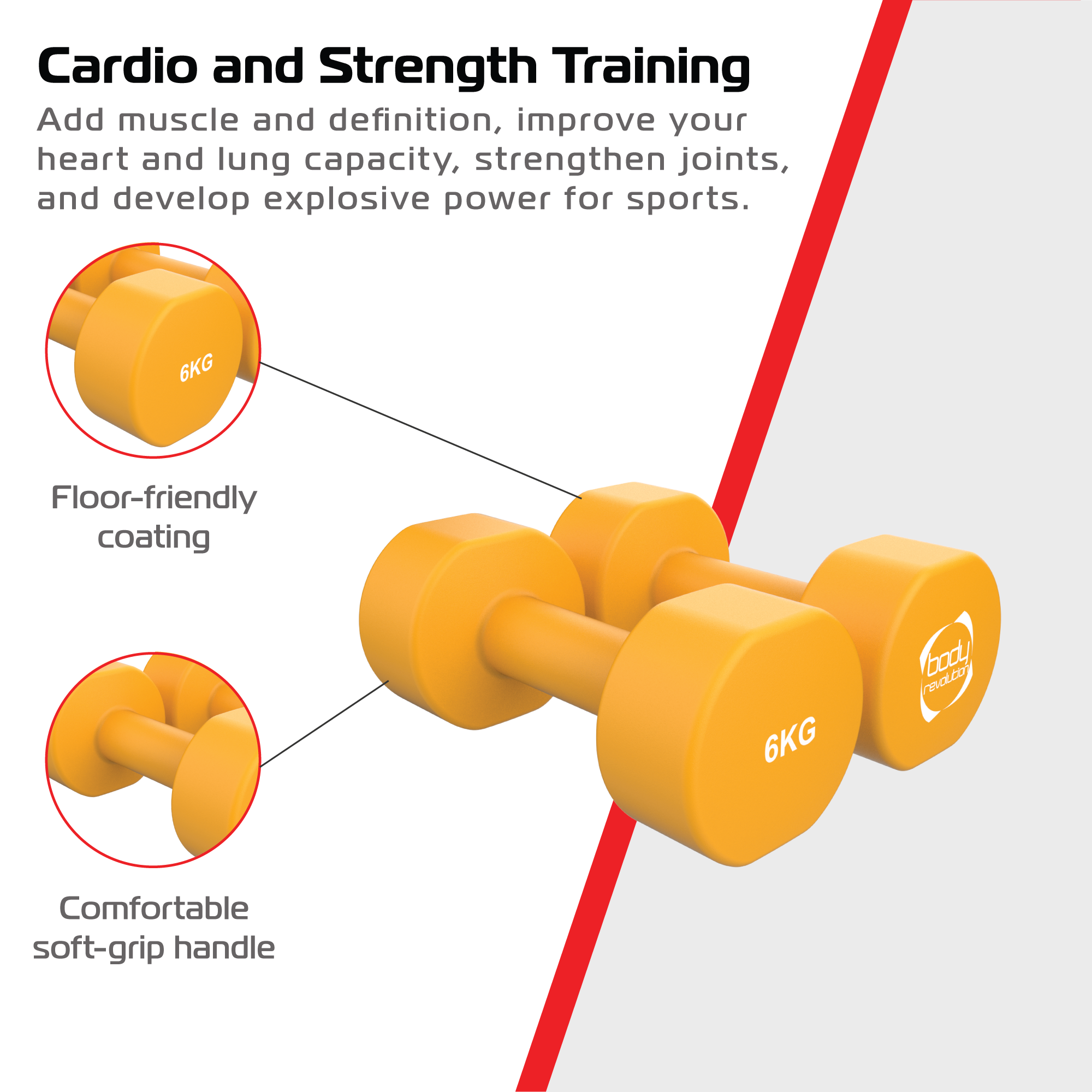 Set di 2 Manubri 6 kg in Neoprene – Antiscivolo