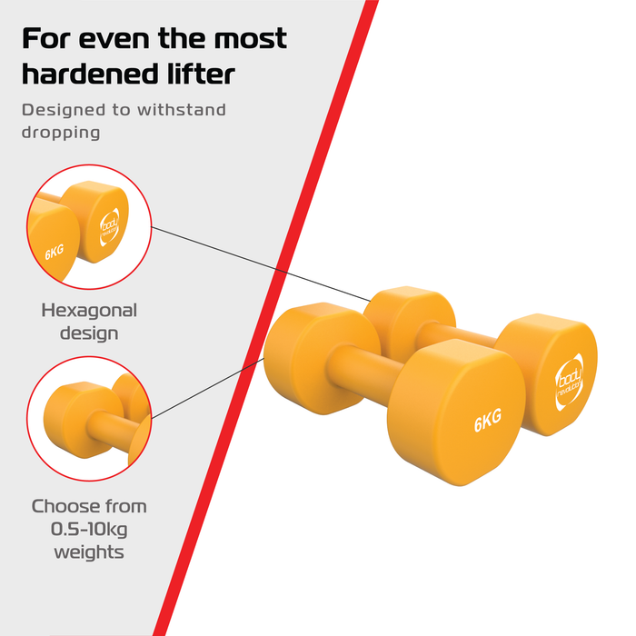 Set di 2 Manubri 6 kg in Neoprene – Antiscivolo