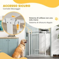Cancellino per Cani Regolabile da 76-104 cm, Cancelletto Alto 106 cm con 2 Estensioni, Bianco