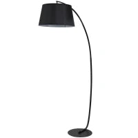 Lampada da Terra ad Arco con Paralume in Tessuto e Interruttore a Pedale, Ø47x105x190cm, Nera
