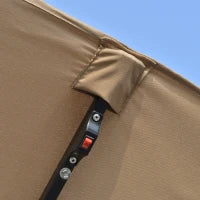 Ombrellone da Giardino Doppio 4.5m con 48 Luci LED e Manovella, Cachi