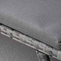 Divano da Giardino 2 Posti in Rattan con Imbottitura e Braccioli Ribaltabili, 129x63x67cm, Grigio