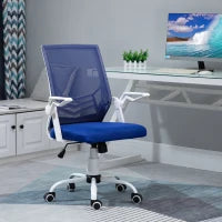 Sedia da Ufficio Ergonomica con Supporto Lombare, Braccioli Pieghevoli, Sedia da Scrivania Girevole in Rete Traspirante con Schienale Reclinabile e Altezza Regolabile, Capacità 120kg, Blu