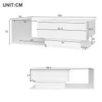 Tavolino Salotto Moderno Lucido con Illuminazione LED, con Piano in Vetro e Cassetto, Resistente ai Graffi, 100x50x32 cm, Bianco