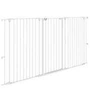 Cancelletto per Cani a 3 Pannelli Pieghevoli con Doppio Blocco, in Acciaio e Plastica, 206x120 cm, Bianco