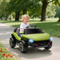 Auto Elettrica per Bambini dai 3 Anni, Volkswagen E-Buggy 12V con Telecomando 2,4 G, Ruote con Sospensione, Verde