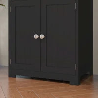 Credenza Buffet da Cucina, Mobile da Archiviazione Multi-Ripostiglio, 60L x 30P x 162H cm, Nero