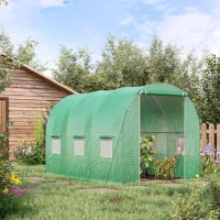Serra da Giardino a Tunnel con Area 6 m², Telaio Tubolare Rinforzato, Porta con Cerniera, 6 Finestre Avvolgibili, 3L x 2l x 2H m, Verde