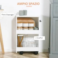 kleankin Carrello Salvaspazio Multiuso in Legno MDF e Ruote, 42.5x20.3x66.7cm, Bianco