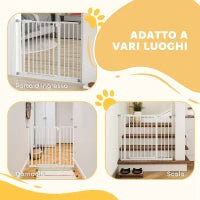 Cancelletto per Cani Estensibile con Montaggio a Pressione e Chiusura Automatica Altezza 76.2cm, Bianco