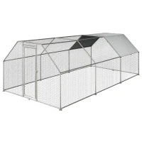 PawhutRecinto Gabbia per Galline in Metallo Galvanizzato Impermeabile, Pollaio con Porta e Copertura Oxford, 280x570x195cm