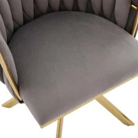 Set da 2 Sedie Girevoli a 180° con Supporto Lombare Ergonomico e Rivestimento Effetto Velluto, 56x50x70 cm, Grigio