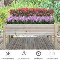 Fioriera da Esterno a 2 Livelli in Legno di Abete con Foro di Drenaggio, 115x114x76 cm