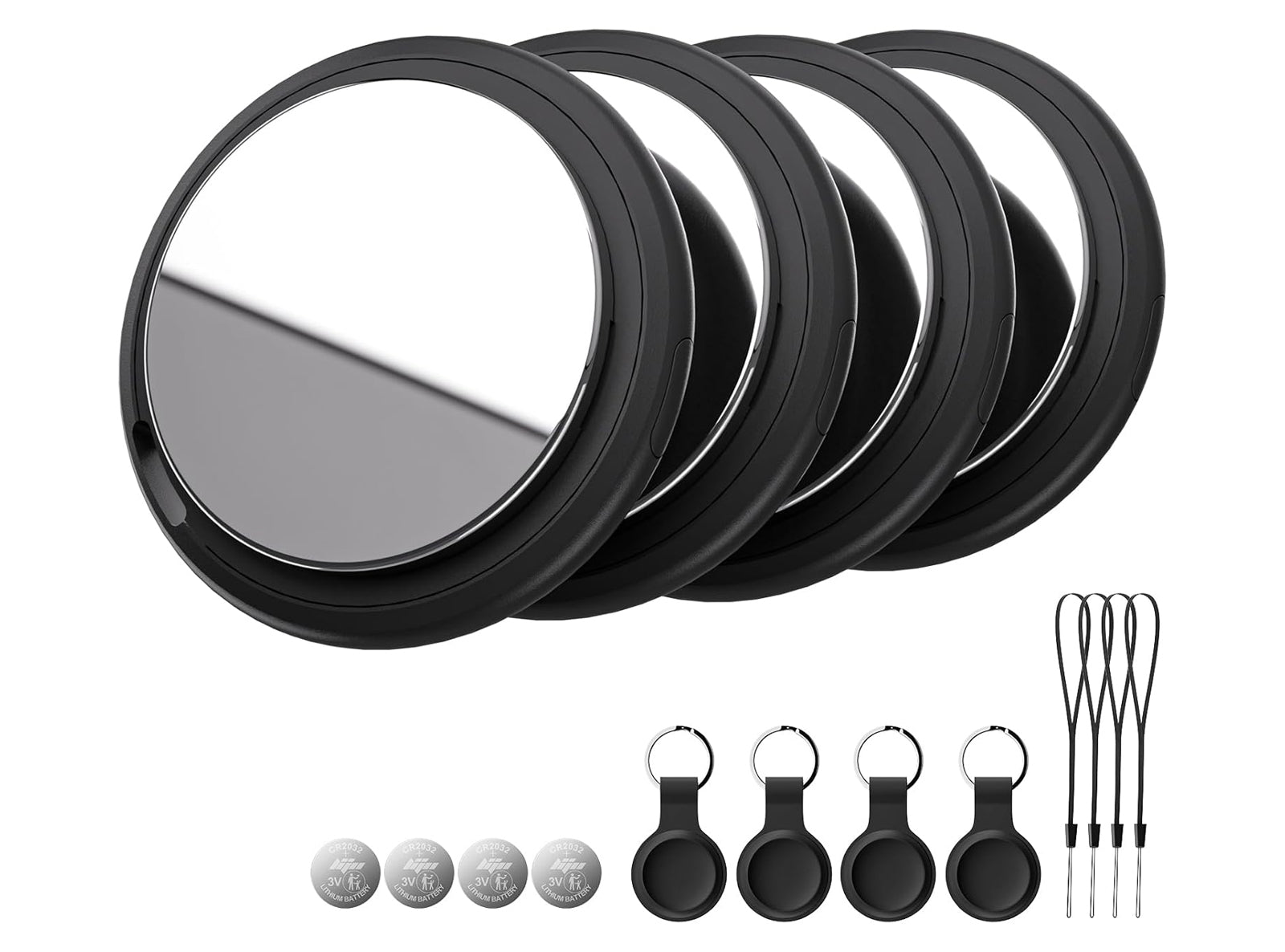 Localizzatore Smart Air Tracker Tag Compatibile Apple solo iOS Batteria di Ricambio Inclusa Adatto per Chiavi Portafoglio Auto Bici Cane Gatto Nero Confezione da 4