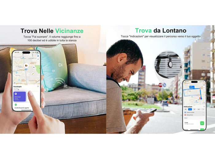 Localizzatore Smart Air Tracker Tag Compatibile Apple solo iOS Batteria di Ricambio Inclusa Adatto per Chiavi Portafoglio Auto Bici Cane Gatto Nero Confezione da 4