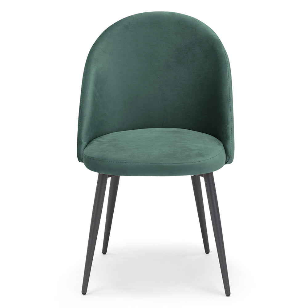 Sedia Lola, 100% Made in Italy, imbottita in tessuto effetto vellutato antimacchia idrorepellente, gambe in metallo ghisa, colore Petrolio