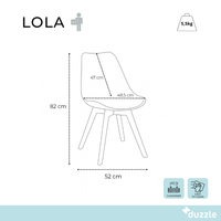 Lola, Set di 4 sedie in polipropilene Blu (48.5cm X 52cm H. 82cm) | Duzzle