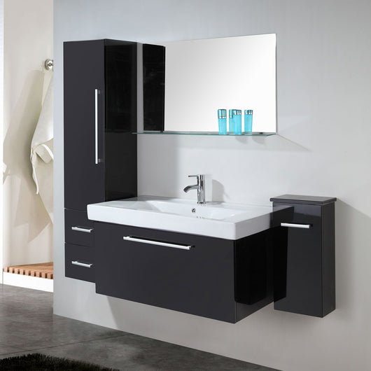 Mobile bagno nero 100 cm lavabo e colonna inclusi – London