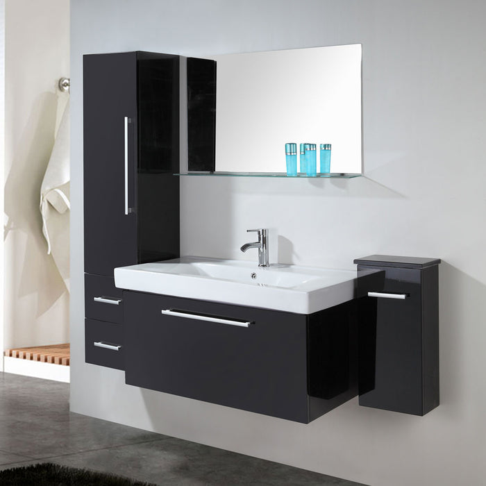 Mobile bagno nero 100 cm lavabo e colonna inclusi – London