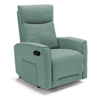 Poltrona relax manuale Londra, reclinabile manualmente, 3 diverse posizioni, design moderno, seduta ergonomica, tessuto idrorepellente, colore Salvia